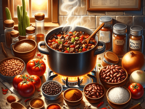 Beef and Bean chili illustration by AI